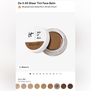 NEW IT Cosmetics Do It All Sheer Tint Face Balm (Rich Deep Neutral 520)